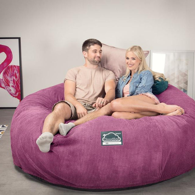 CloudSac 3000 XXL Gigant Dobbel Memory Foam Saccosekk Sofa - Pom-pom Rosa