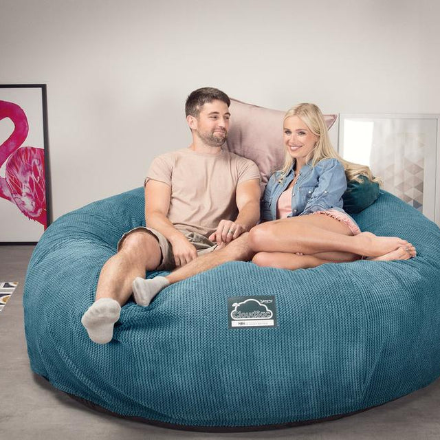 CloudSac 3000 XXL Gigant Dobbel Memory Foam Saccosekk Sofa - Pom-pom Turkis