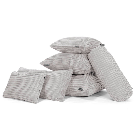 Ekstra Stor Putetrekk 70 x 70cm - Kordfløyel Aluminium Sølv 04