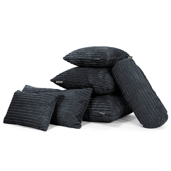 Ekstra Stor Putetrekk 70 x 70cm - Kordfløyel Svart 04
