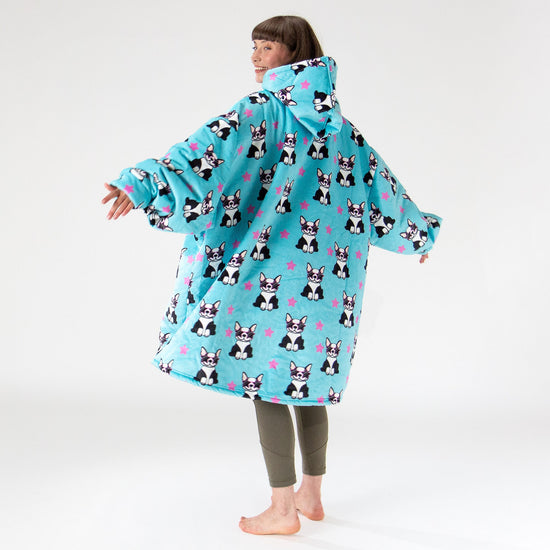 Ekstra Stort Hettegenserpledd for Voksne - Minky Mops 03