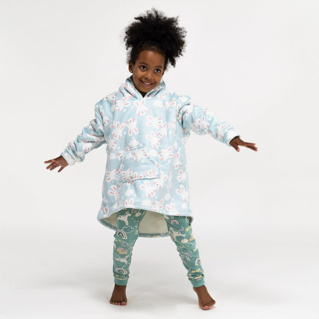 Ekstra Stort Hettegenserpledd for Barn - Minky Kanin 01