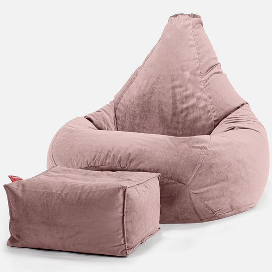 Hvilestol Saccosekk - Fløyel Rosa 01
