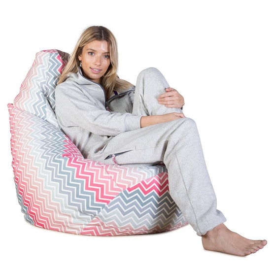 Hvilestol Saccosekk - Geo Trykk Chevron Rosa 01