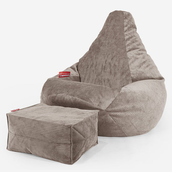 Hvilestol Saccosekk - Smalstripet Cord Mink 01