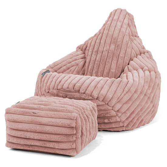 Hvilestol Saccosekk - Ultrabehagelig Kord Støvete Rosa 01