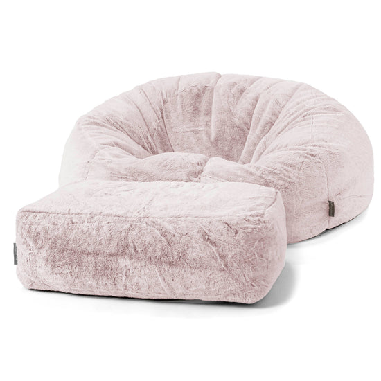 Klassisk Saccosekk Sofa - Kanin-fuskepels Støvete Rosa 02