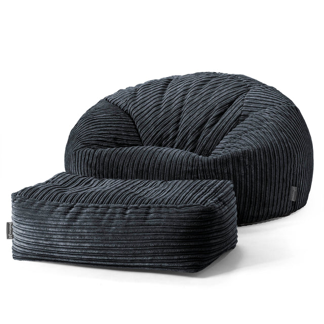Klassisk Sakkosekk Sofa - Kordfløyel Svart 02