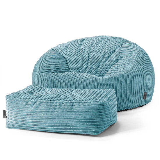 Klassisk Sakkosekk Sofa - Kordfløyel Turkis 02