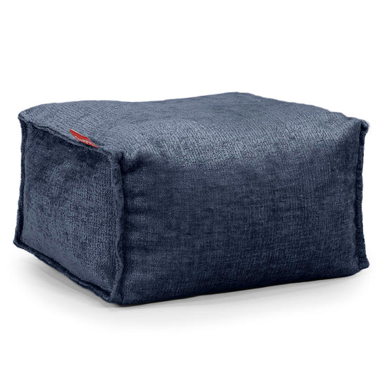 Liten Fotskammel - Chenille Marineblå 01