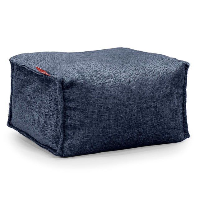 Liten Fotskammel - Chenille Marineblå 01