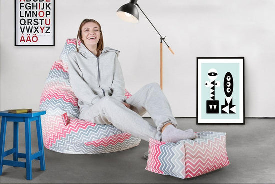 Liten Fotskammel - Geo Trykk Chevron Rosa 02