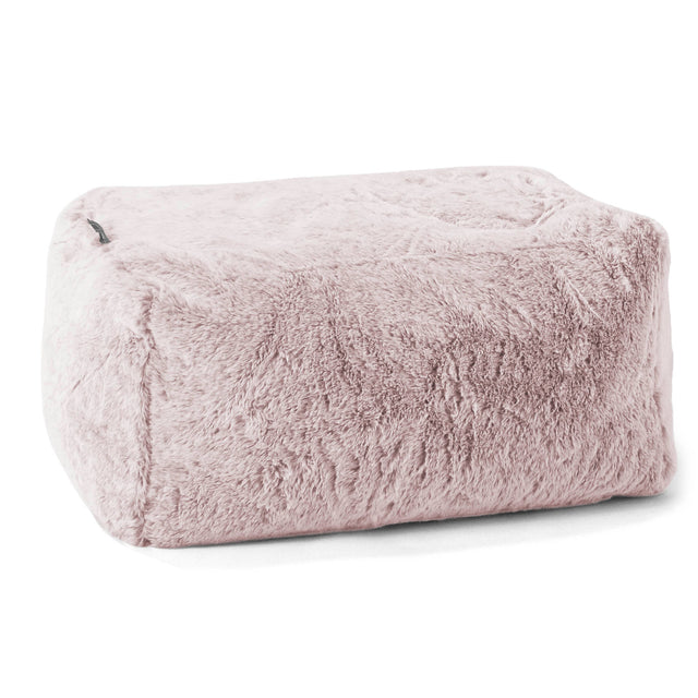 Liten Fotskammel - Kanin-fuskepels Støvete Rosa 01