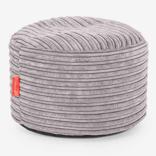 Liten Rund Fotskammel - Kordfløyel Aluminium Sølv 01