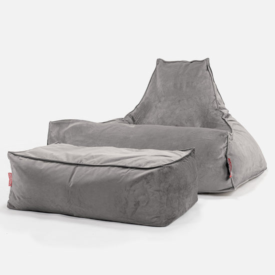 Lounge Saccosekk - Fløyel Sølv 02