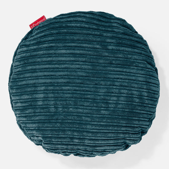 Rund Putetrekk 50cm - Kordfløyel Mørketurkis 01