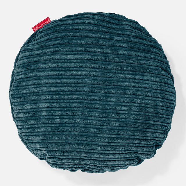 Rund Putetrekk 50cm - Kordfløyel Mørketurkis 01