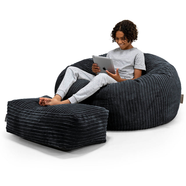 Saccosekk Sofa for Barn 6-14 år - Kordfløyel Svart 01