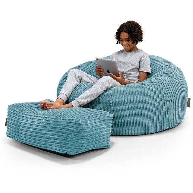 Saccosekk Sofa for Barn 6-14 år - Kordfløyel Turkis 01