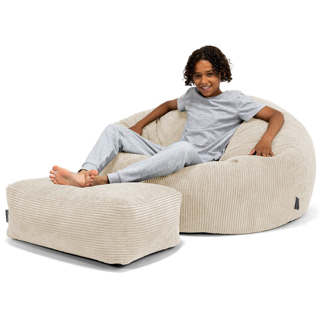 Saccosekk Sofa for Barn 6-14 år - Pom-pom Elfenben 01