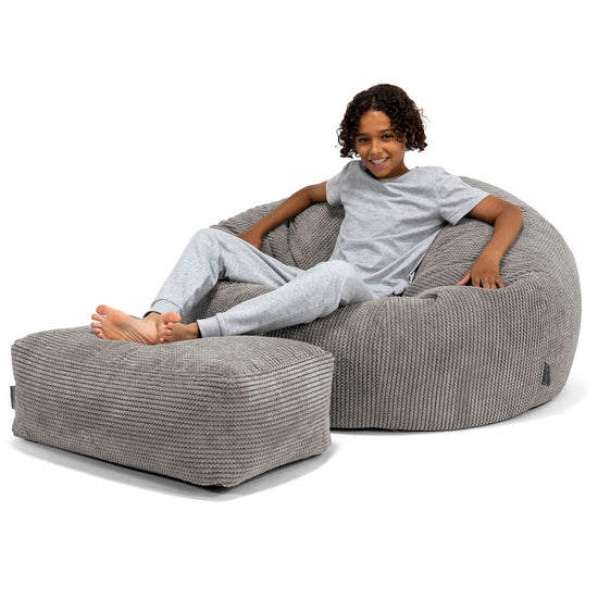 Saccosekk Sofa for Barn 6-14 år - Pom-pom Koksgrå 01