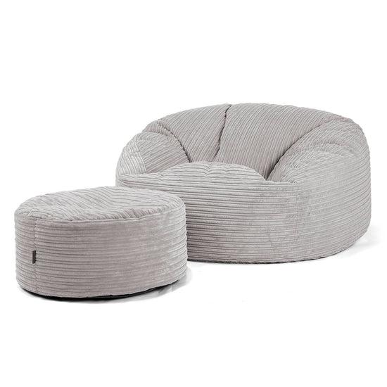 Saccosekk Sofa 'Mammut' - Kordfløyel Aluminium Sølv 04