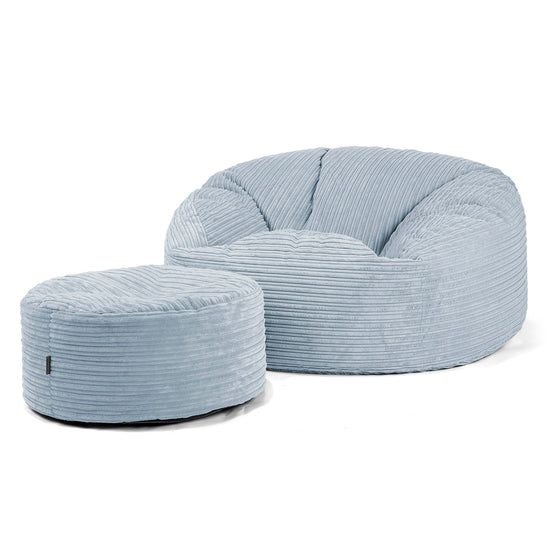 Saccosekk Sofa 'Mammut' - Kordfløyel Babyblå 04