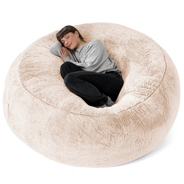 Saccosekk Sofa 'Mega-Mammut' - Kanin-fuskepels Hvit 01