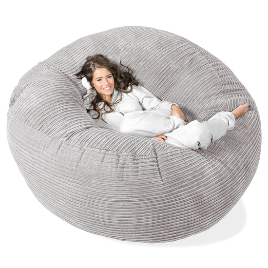 Saccosekk Sofa 'Mega-Mammut' - Kordfløyel Aluminium Sølv 01