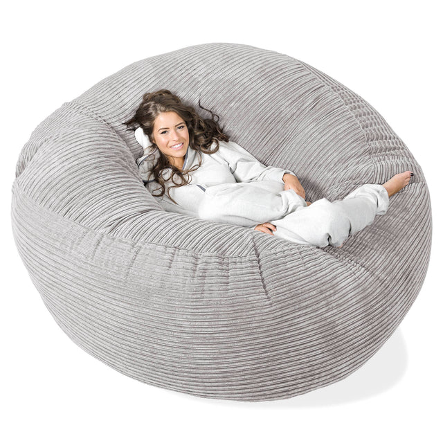 Saccosekk Sofa 'Mega-Mammut' - Kordfløyel Aluminium Sølv 01