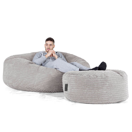Saccosekk Sofa 'Mega-Mammut' - Kordfløyel Aluminium Sølv 02