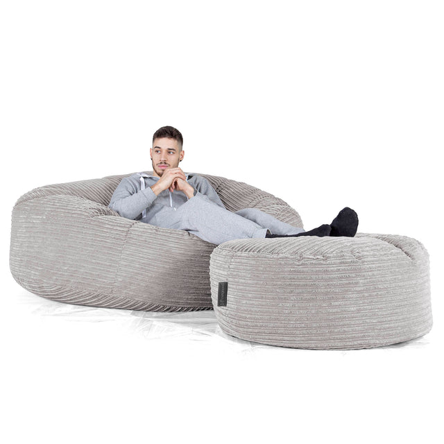 Saccosekk Sofa 'Mega-Mammut' - Kordfløyel Aluminium Sølv 02
