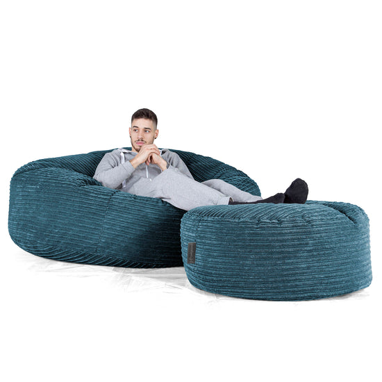 Saccosekk Sofa 'Mega-Mammut' - Kordfløyel Marineblå 02