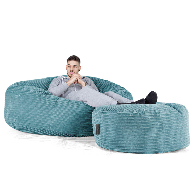 Saccosekk Sofa 'Mega-Mammut' - Kordfløyel Turkis 02