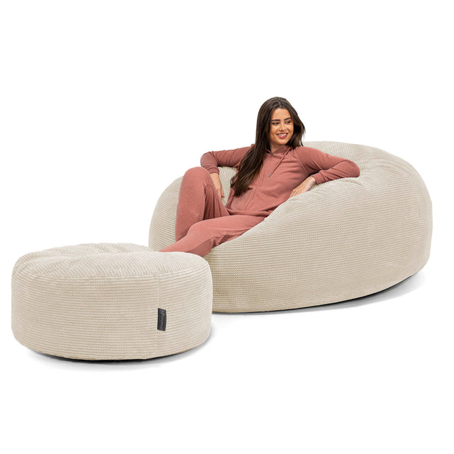 Saccosekk Sofa 'Mega-Mammut' - Pom-pom Elfenben 02