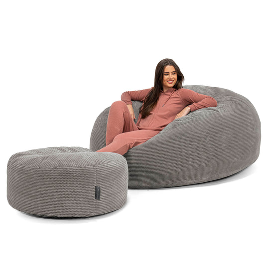 Saccosekk Sofa 'Mega-Mammut' - Pom-pom Koksgrå 02