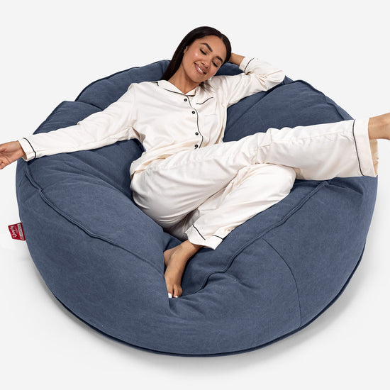 Saccosekk Sofa 'Mega-Mammut' - Steinvasket Denim Marineblå 01