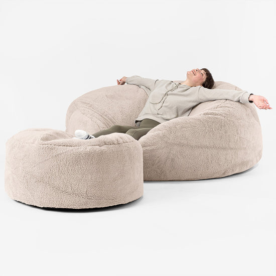 Saccosekk Sofa 'Mega-Mammut' - Teddy-fuskepels Mink 02