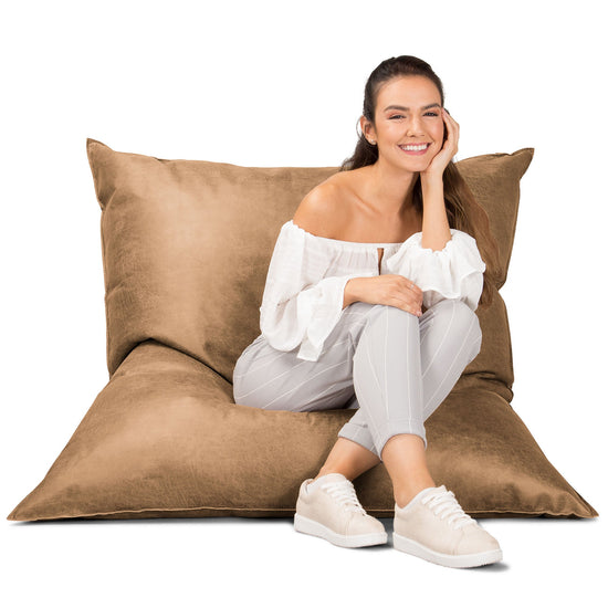 Saccosekk XXL - Vintage Skinn Honning Brun 01