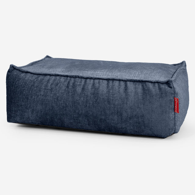 Stor Fotskammel - Chenille Marineblå 01