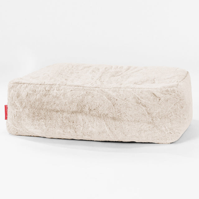 Stor Fotskammel - Kanin-fuskepels Hvit 01