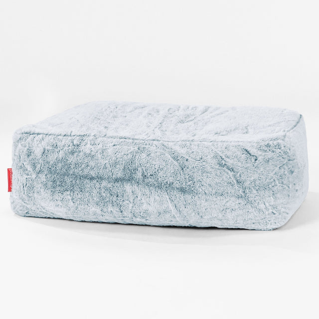 Stor Fotskammel - Kanin-fuskepels Støvete Blå 01