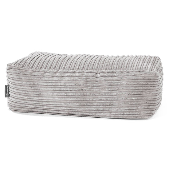 Stor Fotskammel - Kordfløyel Aluminium Sølv 01