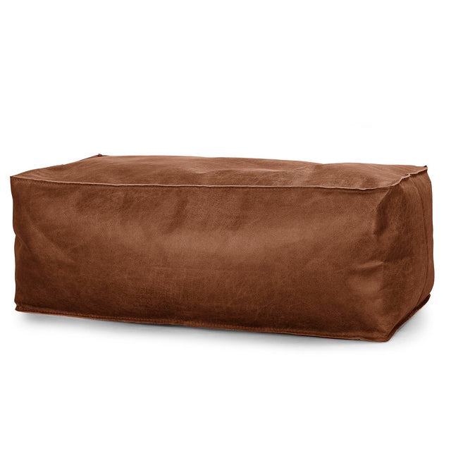 Stor Fotskammel - Vintage Skinn Britisk Brun 01