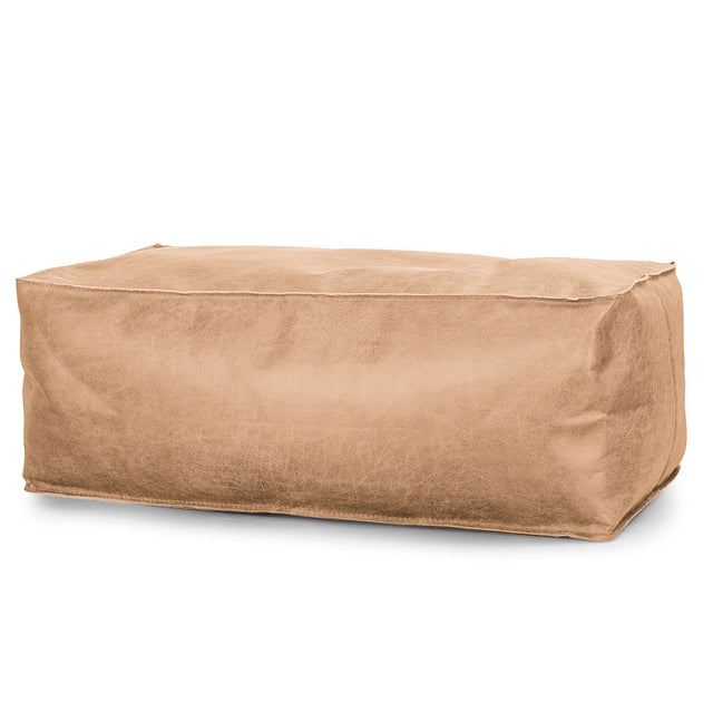 Stor Fotskammel - Vintage Skinn Honning Brun 01