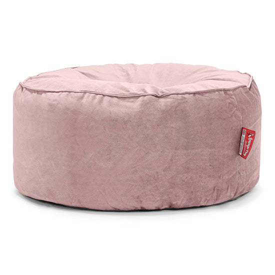 Stor Rund Puff - Fløyel Rosa 01