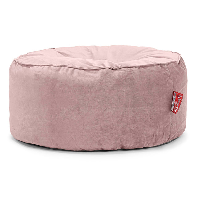 Stor Rund Puff - Fløyel Rosa 01