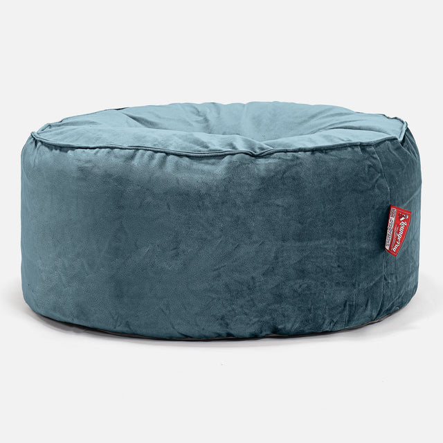 Stor Rund Puff - Fløyel Mørketurkis 01