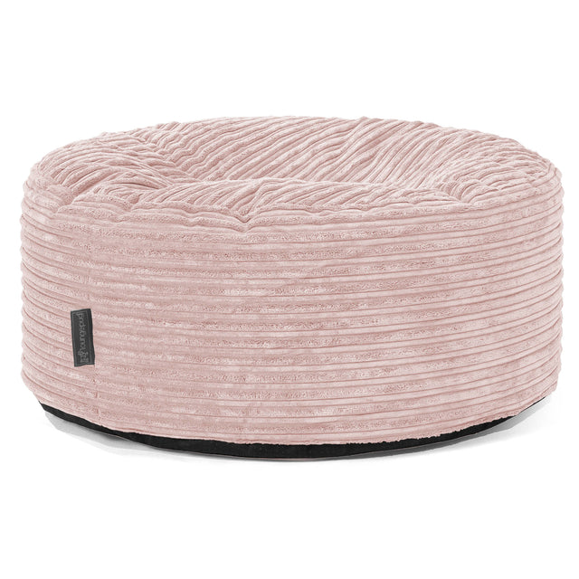Stor Rund Puff - Kordfløyel Rødmerosa 01