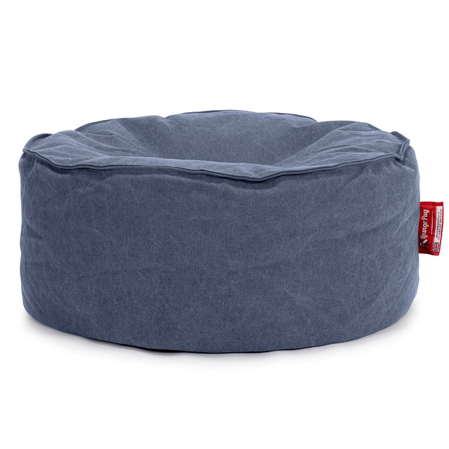 Stor Rund Puff - Steinvasket Denim Marineblå 01